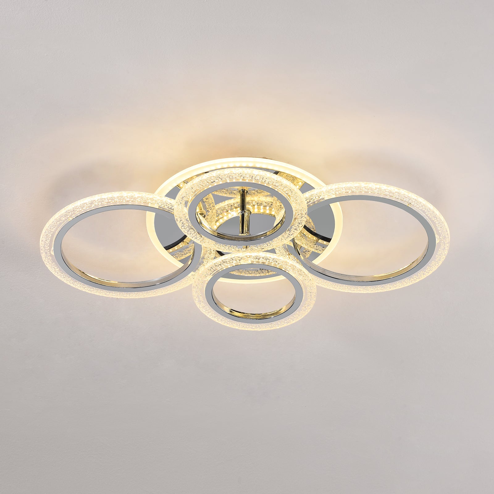 Plafonnier LED Moderne, 60W Lustre de Plafond Design à 4 Anneaux