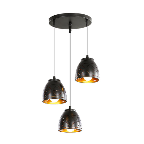 3 Lámparas Colgantes Retro, Lámpara De Araña Tallada Hueca Industrial, Lámpara De Techo De Metal Vintage E27, Iluminación para Sala De Estar Cocina Pasillo Restaurante Loft Café Bar
