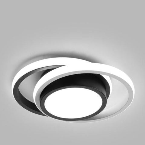 Lámpara de techo moderna LED, lámpara de techo de 2 anillos de 21 W, lámpara de techo de metal acrílico blanco para sala de estar, estudio 4500 K