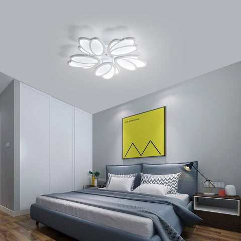 Lámpara de techo LED, lámpara de techo LED de pétalos moderna, lámpara colgante blanca 60W 5600LM, luz blanca 6000K, lámpara de techo LED para sala de estar, cocina, dormitorio, comedor, Ø63cm