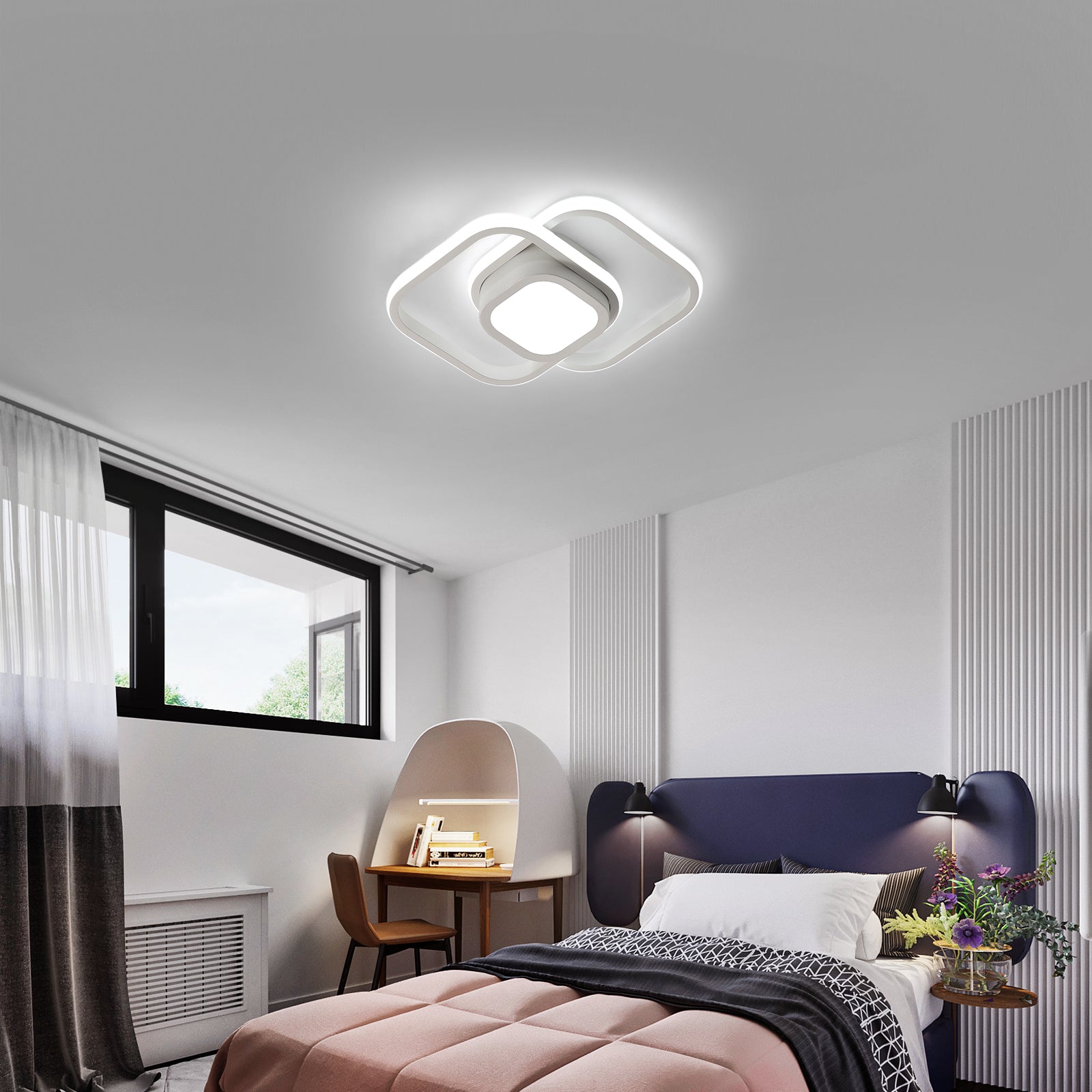 GOECO Plafonnier LED Moderne, 32W Lampe de Plafond, Luminaire Plafonnier 2500lm pour Salon