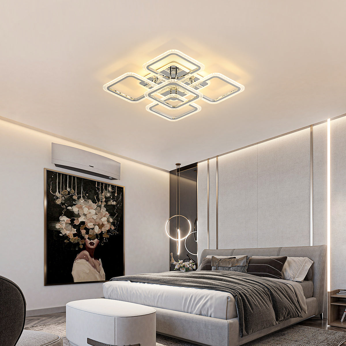 Plafonnier LED Moderne, Éclairage de Plafond Dimmable 2700K-6500K 