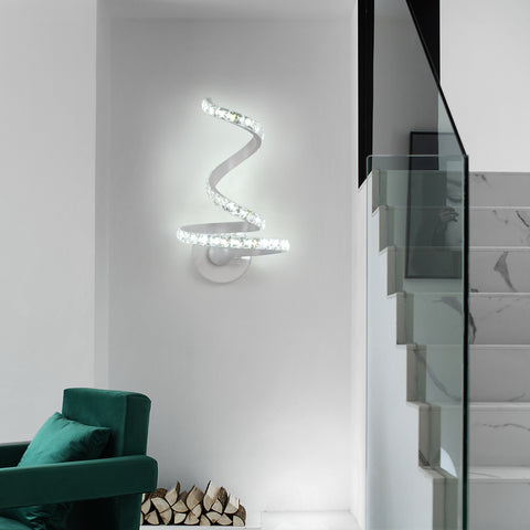 Lámpara de pared de cristal, lámpara de pared interior LED de 18 W, decoración de lámpara de pared de cristal nórdico para dormitorio, mesita de noche, blanco frío