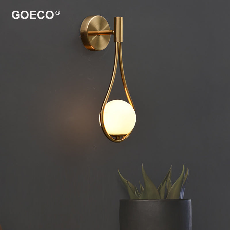 GOECO LED-Wandleuchte, moderne industrielle verstellbare Wandleuchte, Glas, runder Kugel-Lampenschirm, E27, Metall-Wandleuchte, Wohnzimmer, Flur 