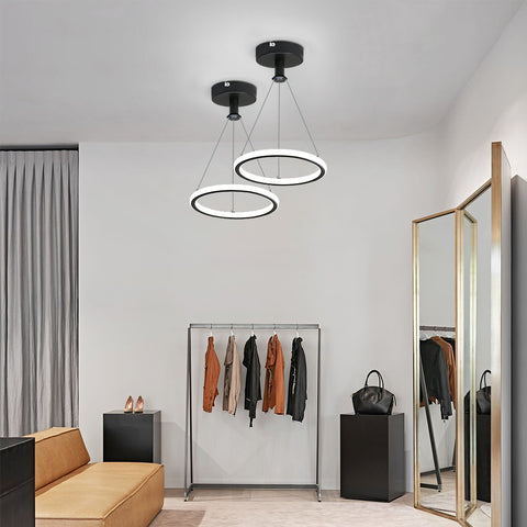 Lámpara Colgante De Anillo Led Moderna Lámpara Colgante De Mesa De Comedor Led Moderna De 32 W Lámpara Led De Acrílico, Lámpara De Techo Led De 220 V, 22 Cm Para Sala De Estar, Comedor, Pasillo, Cafetería, Barra De Bar, Negro