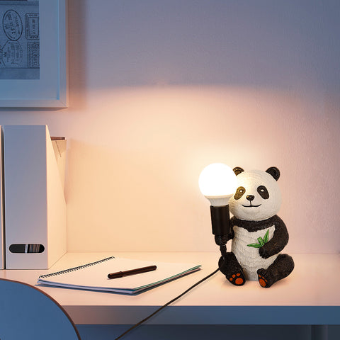 Lámparas de mesa de diseño de panda de resina, luz nocturna creativa moderna con cable enchufable, lámpara de escritorio LED de animales