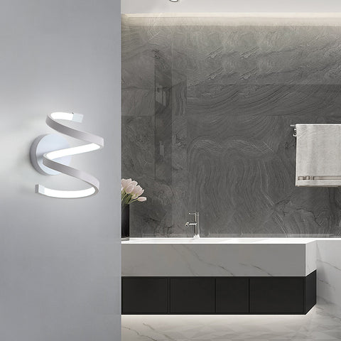 Lámpara de pared LED para interiores, lámpara de pared en espiral blanca de 18W, lámpara de pared moderna para dormitorio, pasillo, oficina, luz blanca fría 6500K