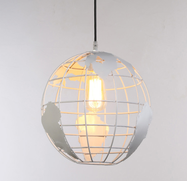 Ball hanglamp, vintage Industri hanglampen in ijzeren boldesign, plafondlamp voor woonkamer eetkamer gang restaurant (wit) zonder lamp