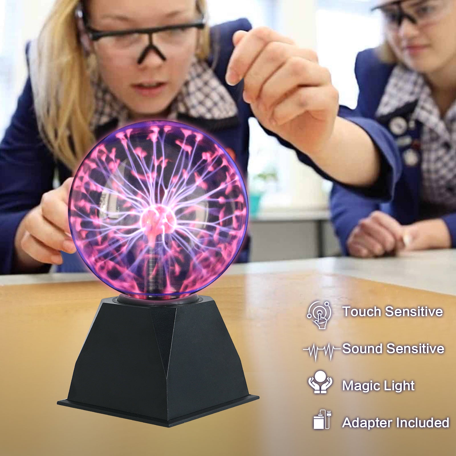 Lumière de Boule de Plasma, Lampe Plasma Boule Magique Lampe de Sphère d'ion de Boule Sensible