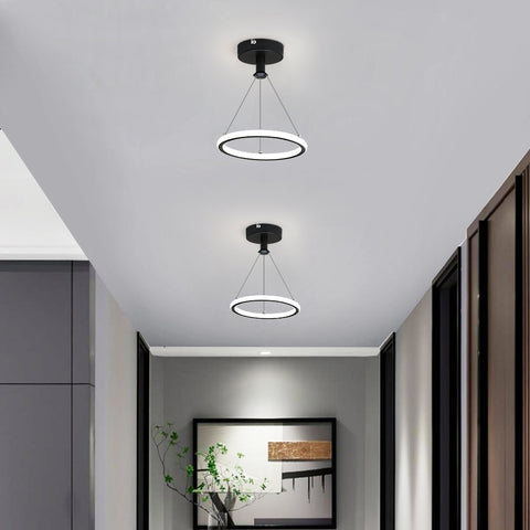 Lámpara Colgante De Anillo Led Moderna Lámpara Colgante De Mesa De Comedor Led Moderna De 32 W Lámpara Led De Acrílico, Lámpara De Techo Led De 220 V, 22 Cm Para Sala De Estar, Comedor, Pasillo, Cafetería, Barra De Bar, Negro
