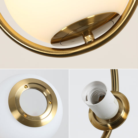 Lámpara de noche minimalista, diseño lineal, lámpara de metal, globo de cristal único, lámpara colgante pequeña, lámpara de largo alcance sin bombillas