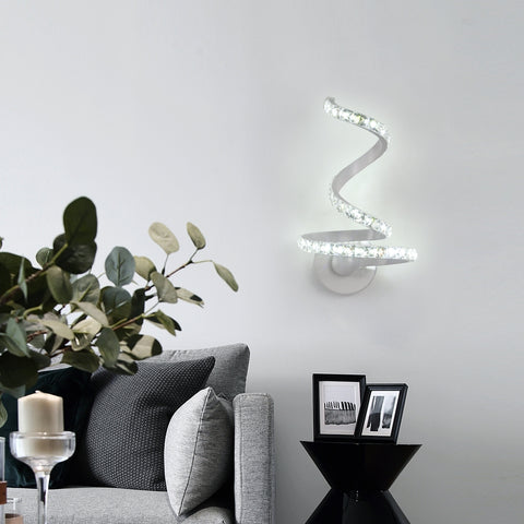 Lámpara de pared de cristal, lámpara de pared interior LED de 18 W, decoración de lámpara de pared de cristal nórdico para dormitorio, mesita de noche, blanco frío