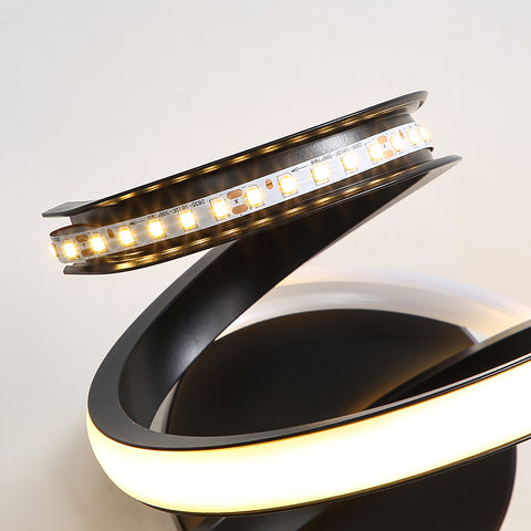Lámpara de pared LED de 21 W, espiral negra, creatividad moderna, lámpara de pared de metal de aluminio, lámpara de pared interior de 3000 K, adecuada para dormitorio, pasillo, sala de estar, bar