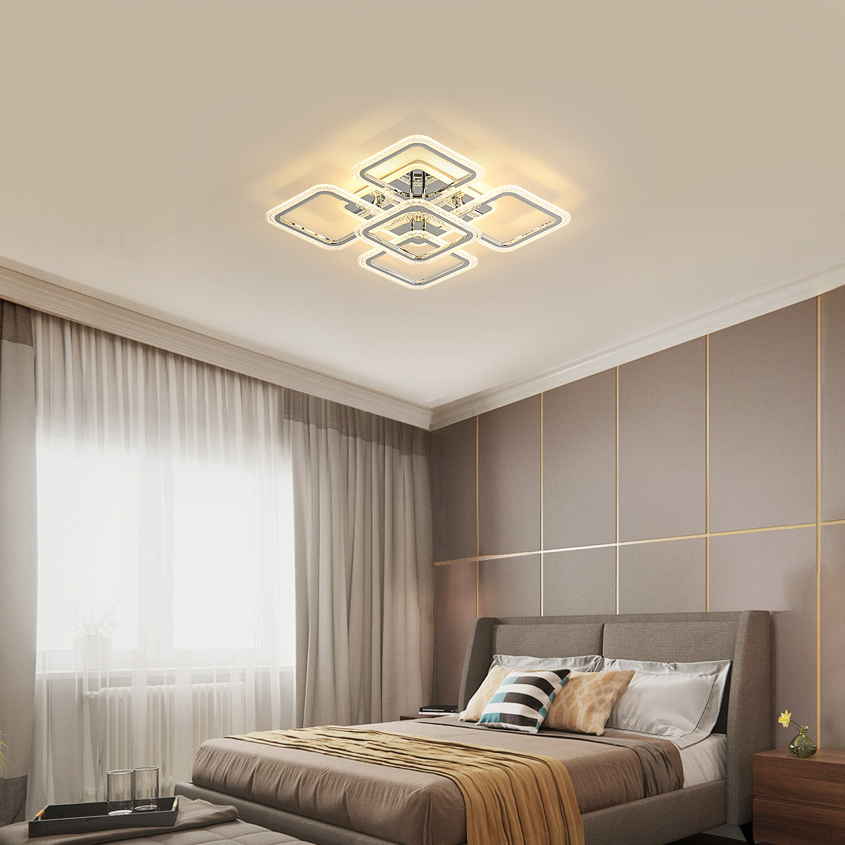 Plafonnier LED Moderne, Éclairage de Plafond Dimmable 2700K-6500K 