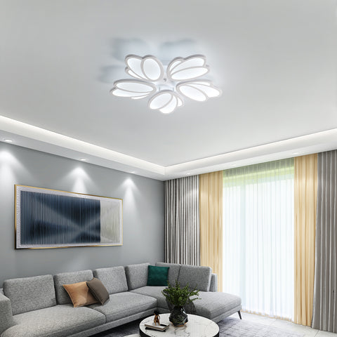 Lámpara de techo LED, lámpara de techo LED de pétalos moderna, lámpara colgante blanca 60W 5600LM, luz blanca 6000K, lámpara de techo LED para sala de estar, cocina, dormitorio, comedor, Ø63cm