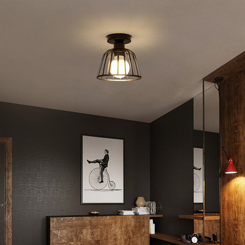 Lámpara de techo de metal industrial retro, lámpara de techo vintage, iluminación de techo E27, para pasillo, sala de estar, dormitorio, cafetería, restaurante, habitación (bombilla no incluida)