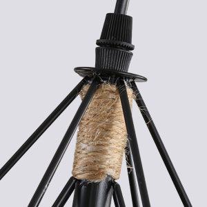Lámpara de techo con jaula de cuerda de cáñamo, lámpara colgante industrial, cuerda de cáñamo con forma de diamante de 25cm