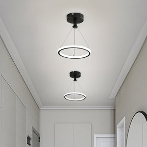 Lámpara Colgante De Anillo Led Moderna Lámpara Colgante De Mesa De Comedor Led Moderna De 32 W Lámpara Led De Acrílico, Lámpara De Techo Led De 220 V, 22 Cm Para Sala De Estar, Comedor, Pasillo, Cafetería, Barra De Bar, Negro