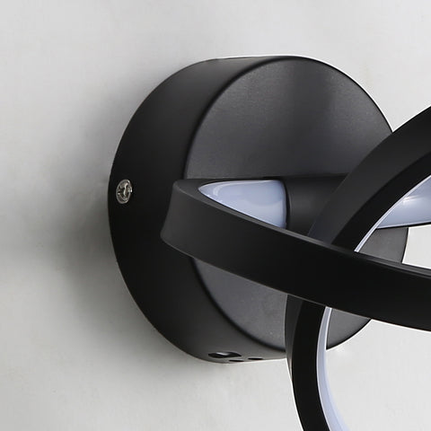 Aplique de pared interior, luces de pared LED de diseño curvo de 19 W, lámpara de pared acrílica moderna para dormitorio, sala de estar, hotel, escalera, pasillo, color negro, luz blanca fría