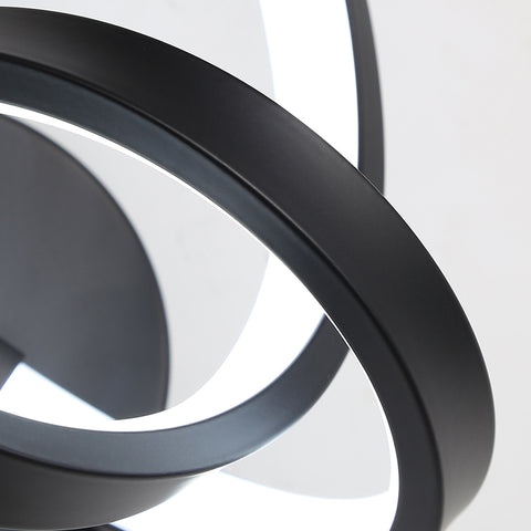 Aplique de pared interior, luces de pared LED de diseño curvo de 19 W, lámpara de pared acrílica moderna para dormitorio, sala de estar, hotel, escalera, pasillo, color negro, luz blanca fría