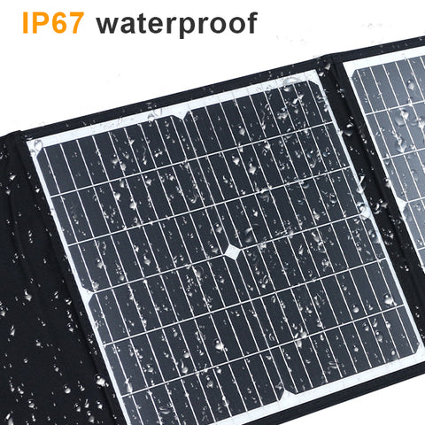 Panel solar MonocBN plegable y eficiente de 75W, bolsa plegable de viaje con cargador para exteriores con 3 paneles solares DC/USB/TYPE-C