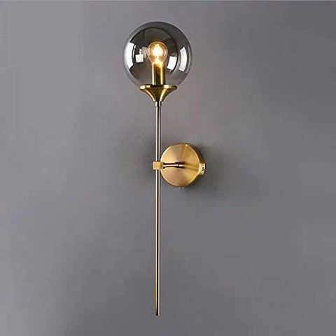 Lámpara de pared de vidrio moderna nórdica E14, luz de pared de fondo LED dorada para cocina, baño, accesorio de iluminación interior, decoración del hogar (ámbar)