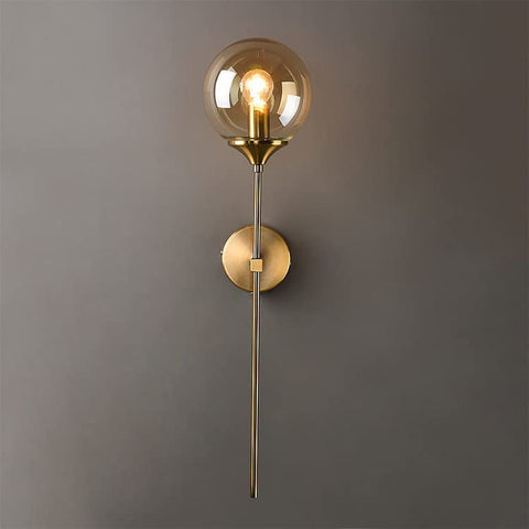 Lámpara de pared de vidrio moderna nórdica E14, luz de pared de fondo LED dorada para cocina, baño, accesorio de iluminación interior, decoración del hogar (ámbar)