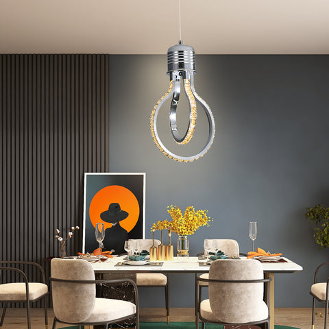 Lámpara de araña moderna, lámpara de techo de cristal LED 21 W 3000 K, lámpara colgante de aluminio para dormitorio, cocina, comedor, bar, pasillo, sala de exposiciones, altura ajustable