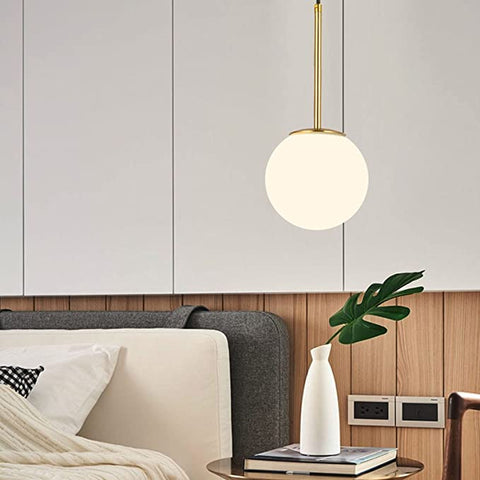 Lámpara LED de noche para dormitorio, lámpara de techo con bola de cristal con personalidad nórdica de un solo cabezal, lámpara colgante creativa simple posmoderna, decoración del comedor del hogar, iluminación interior (bombilla no incluida)