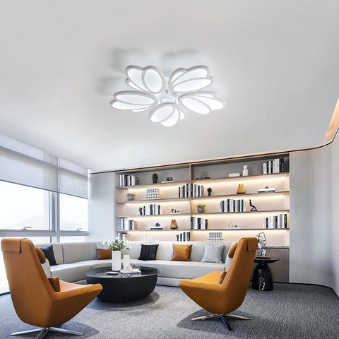 Lámpara de techo LED, lámpara de techo LED de pétalos moderna, lámpara colgante blanca 60W 5600LM, luz blanca 6000K, lámpara de techo LED para sala de estar, cocina, dormitorio, comedor, Ø63cm