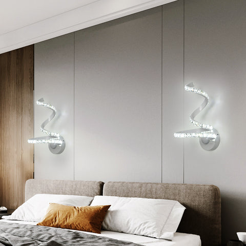 Lámpara de pared de cristal, lámpara de pared interior LED de 18 W, decoración de lámpara de pared de cristal nórdico para dormitorio, mesita de noche, blanco frío