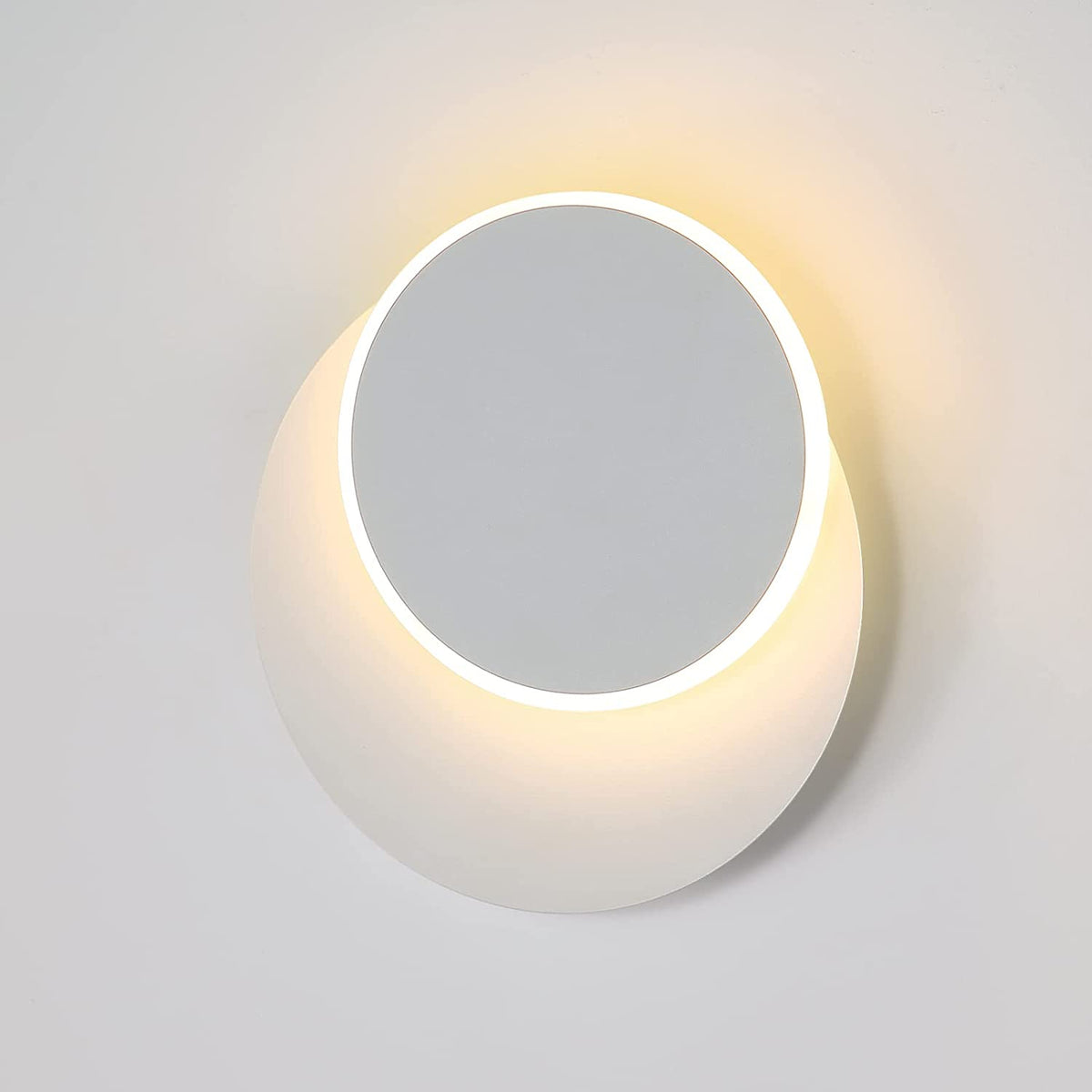 Wandlampen voor binnen 12W wit, moderne LED-wandlamp, creatieve Eclipse 2 in 1, 360 draaibaar 3000K warm wit, verlichtingslicht voor woonkamer, trap, slaapkamer