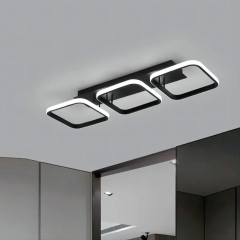 Plafonnier LED 45W, Plafonnier Géométrique Simple, Plafonnier Créatif Carré en Métal
