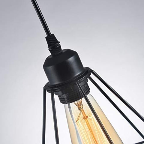 Industriële hanglamp E27 zwarte industriële plafondlamp maximaal 60W creatief ijzeren kooiontwerp zwarte kroonluchter geschikt voor restaurants, balkons, bars, gangen, cafés (zonder lamp)