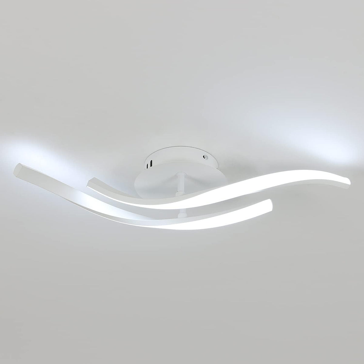 Nowoczesny design lampa sufitowa LED zimny biały 6000K kształt fali lampa sufitowa do salonu sypialnia jadalnia biuro biała