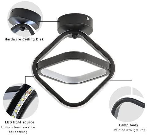 Lámpara de techo LED de 22 W, lámpara de techo geométrica simple, lámpara de techo de metal para sala de estar, dormitorio, pasillo, luz blanca de 6000 K