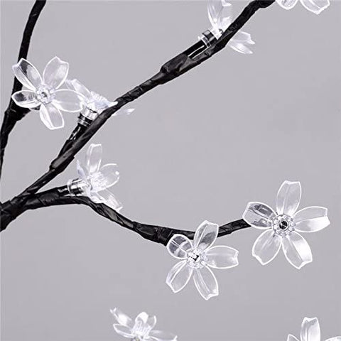 Lámpara LED de cerezo, 0,45 M 48 LED, árbol de luz LED, ramas negras, para decoración del hogar (blanco)