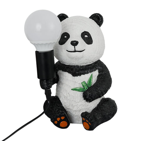 Lámparas de mesa de diseño de panda de resina, luz nocturna creativa moderna con cable enchufable, lámpara de escritorio LED de animales