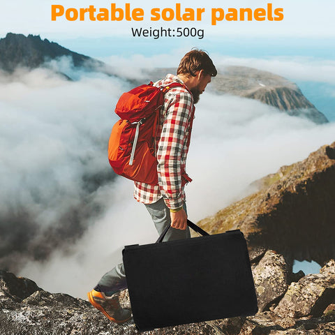 Panel Solar Plegable Impermeable, Observante y Eficiente, Células Solares para Acampar al Aire Libre, Cargador de Bolsa, 60W