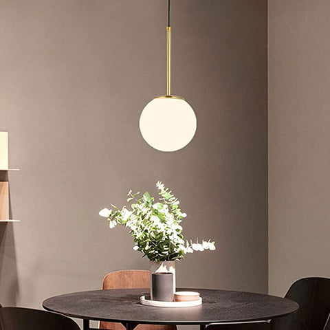 Lámpara LED de noche para dormitorio, lámpara de techo con bola de cristal con personalidad nórdica de un solo cabezal, lámpara colgante creativa simple posmoderna, decoración del comedor del hogar, iluminación interior (bombilla no incluida)