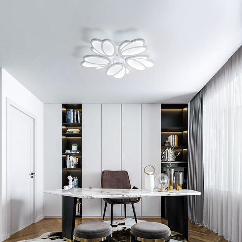 Lámpara de techo LED, lámpara de techo LED de pétalos moderna, lámpara colgante blanca 60W 5600LM, luz blanca 6000K, lámpara de techo LED para sala de estar, cocina, dormitorio, comedor, Ø63cm