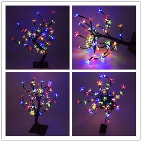 Lámpara LED de Cerezo, 0,45 M 48 LED, Árbol de Luz LED, Ramas Negras, para decoración del hogar (Multicolor)