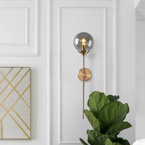 Lámpara de pared de vidrio moderna nórdica E14, luz de pared de fondo LED dorada para cocina, baño, accesorio de iluminación interior, decoración del hogar (ámbar)