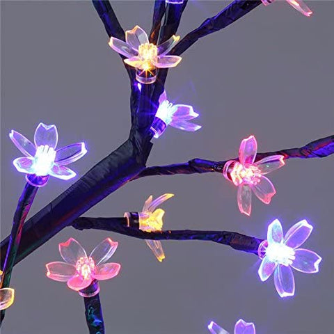Lámpara LED de Cerezo, 0,45 M 48 LED, Árbol de Luz LED, Ramas Negras, para decoración del hogar (Multicolor)