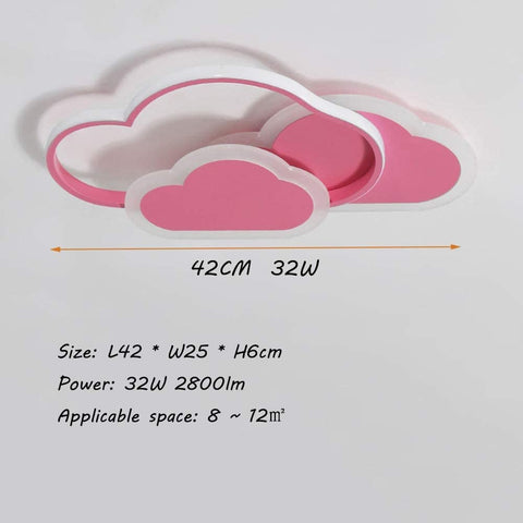 32 W LED-Deckenleuchte, kreative Wolken-Deckenleuchte, dimmbare Fernbedienung 3000 K ~ 6000 K, L42 x B25 x H6 cm, ultradünne rosa Wolken-Deckenleuchte, für Kinderzimmer und Wohnzimmer