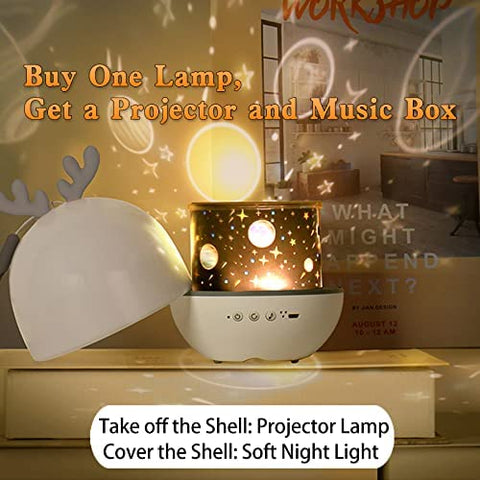 Proyector de luz nocturna para bebé, luz nocturna LED para niños, lámpara musical y luminosa, rotación de 360° con 8 música, 6 películas temáticas, lámpara de proyector de estrellas con control remoto USB Lámparas de noche Lámparas de humor