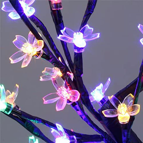 Lámpara LED de Cerezo, 0,45 M 48 LED, Árbol de Luz LED, Ramas Negras, para decoración del hogar (Multicolor)