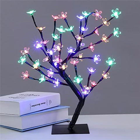 Lámpara LED de Cerezo, 0,45 M 48 LED, Árbol de Luz LED, Ramas Negras, para decoración del hogar (Multicolor)