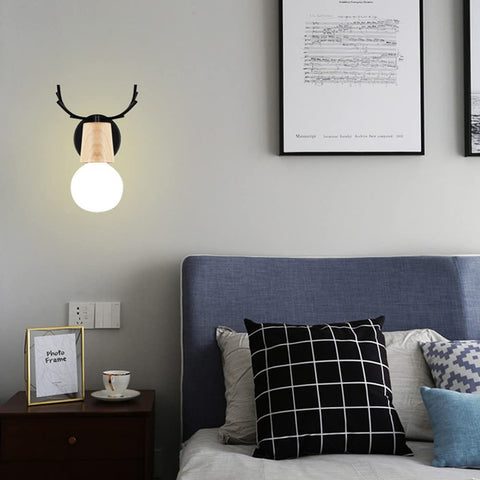 Retro wandlamp 2 stuks, creatieve houten wandlamp met gewei-ontwerp, vintage metalen wandverlichting, verstelbare binnenwandlampen voor woonkamer, slaapkamer, hal, moderne decoratie