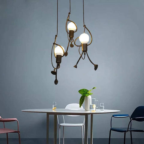 Lámparas de araña para habitación infantil, modernas lámparas colgantes de hierro para decoración del hogar, salón, dormitorio, restaurante, E27 [Clase de eficiencia energética A+] Nero - 3 Pezzo